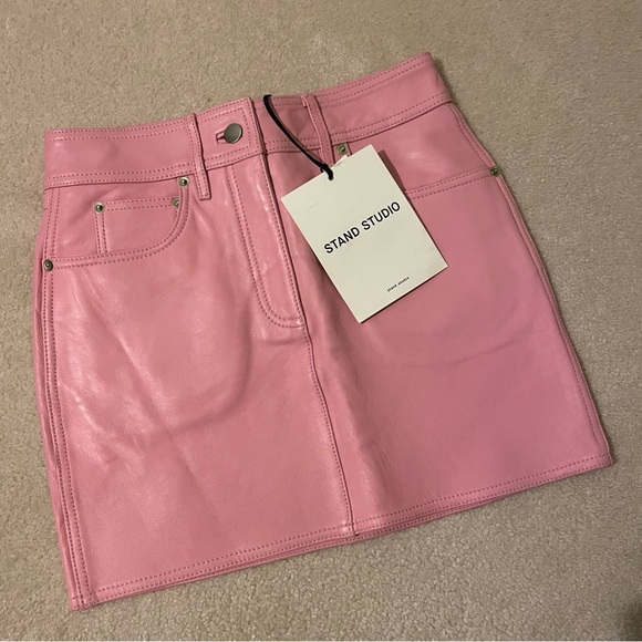 STAND STUDIO real leather mini skirt X-small size 2 NWT - Picture 2 of 8